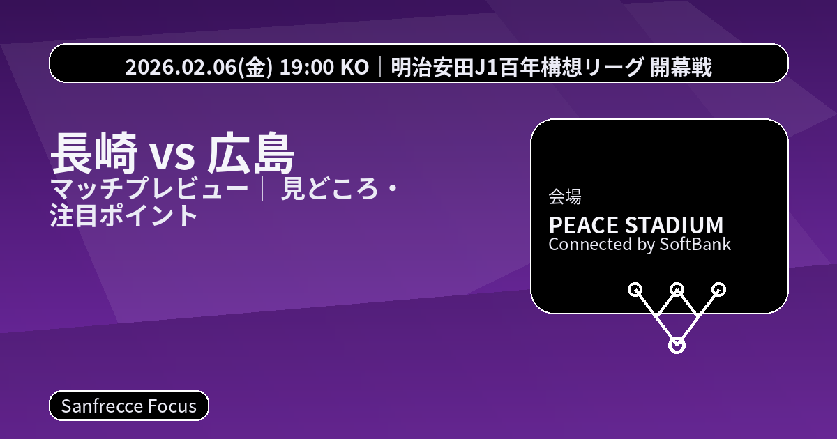 2026年2月6日 長崎vs広島 マッチプレビュー（PEACE STADIUM）